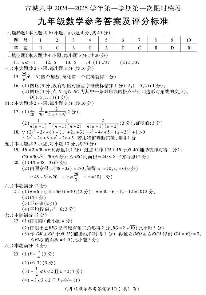 K九年级数学(1)第1页