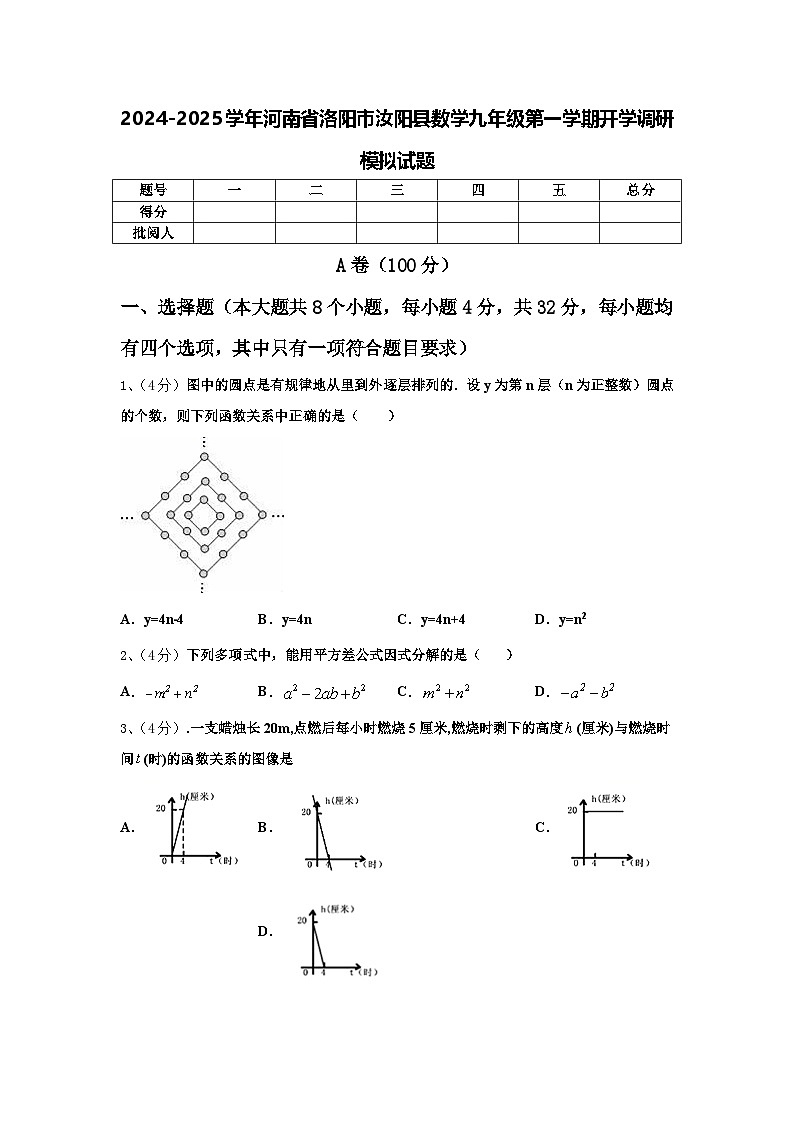 2024-2025学年河南省洛阳市汝阳县数学九年级第一学期开学调研模拟试题【含答案】第1页