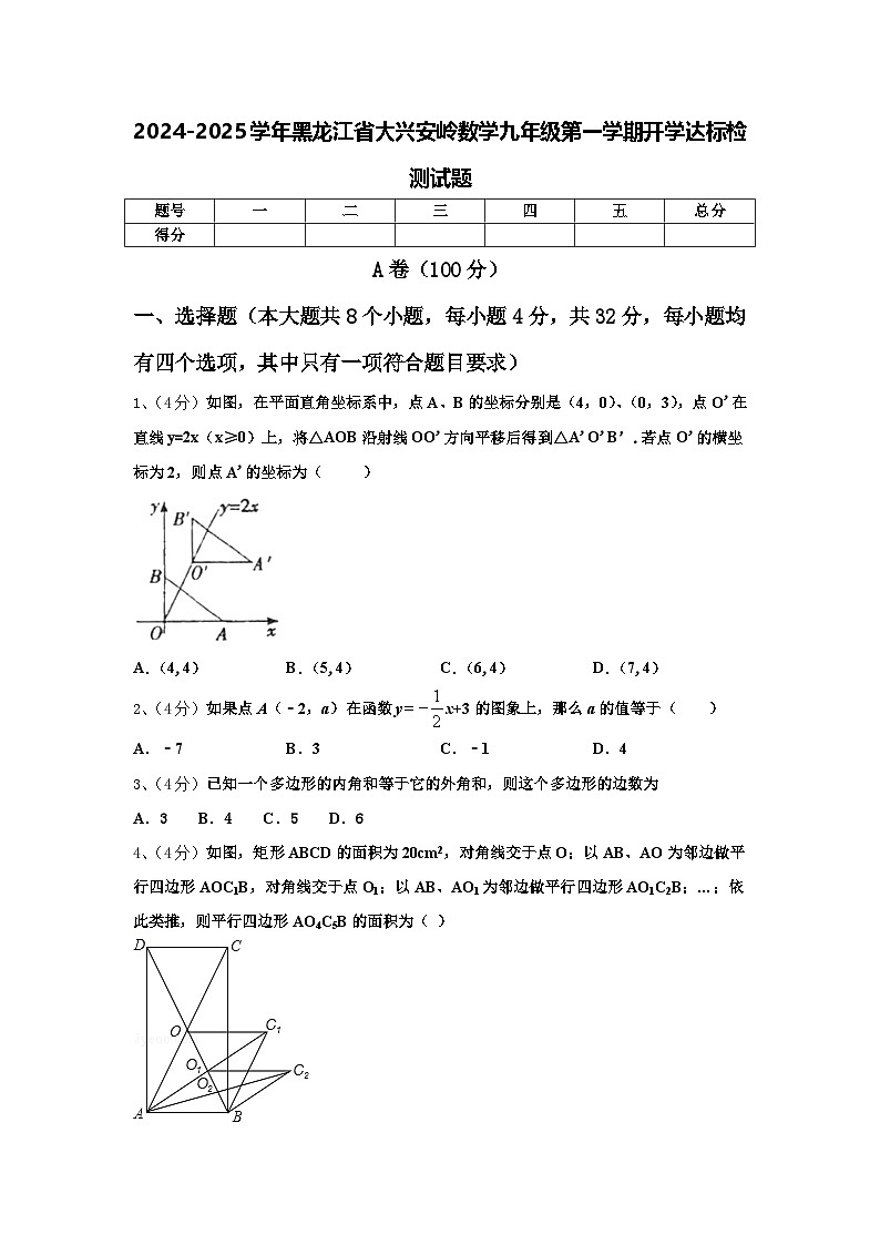 2024-2025学年黑龙江省大兴安岭数学九年级第一学期开学达标检测试题【含答案】第1页