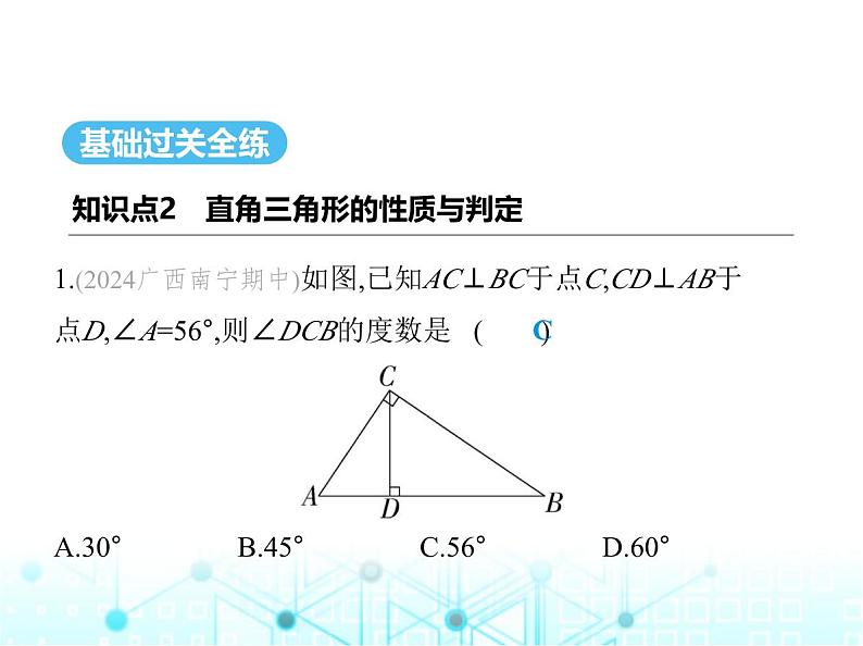 人教版八年级数学上册第十一章三角形11-2-1第二课时直角三角形的两个锐角互余课件第2页