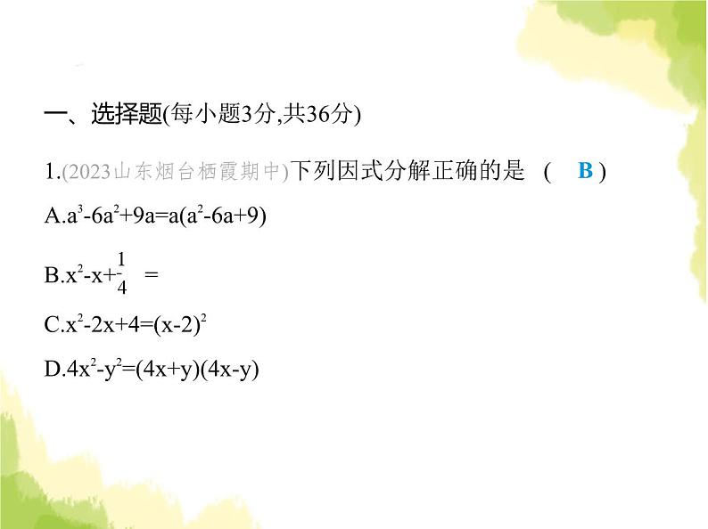 鲁教版八年级数学上册期中素养综合测试课件02