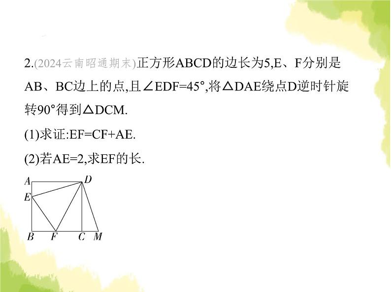 鲁教版八年级数学上册专项素养综合练(七)利用旋转的性质解决线段和角的问题(1)课件06