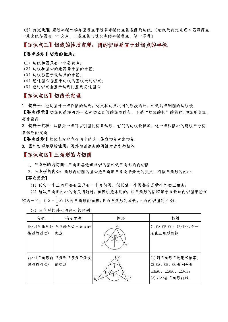苏科版2024-2025学年九年级数学上册2.12直线与圆的位置关系(知识梳理与考点分类讲解)(学生版+解析)（含答案解析）第2页