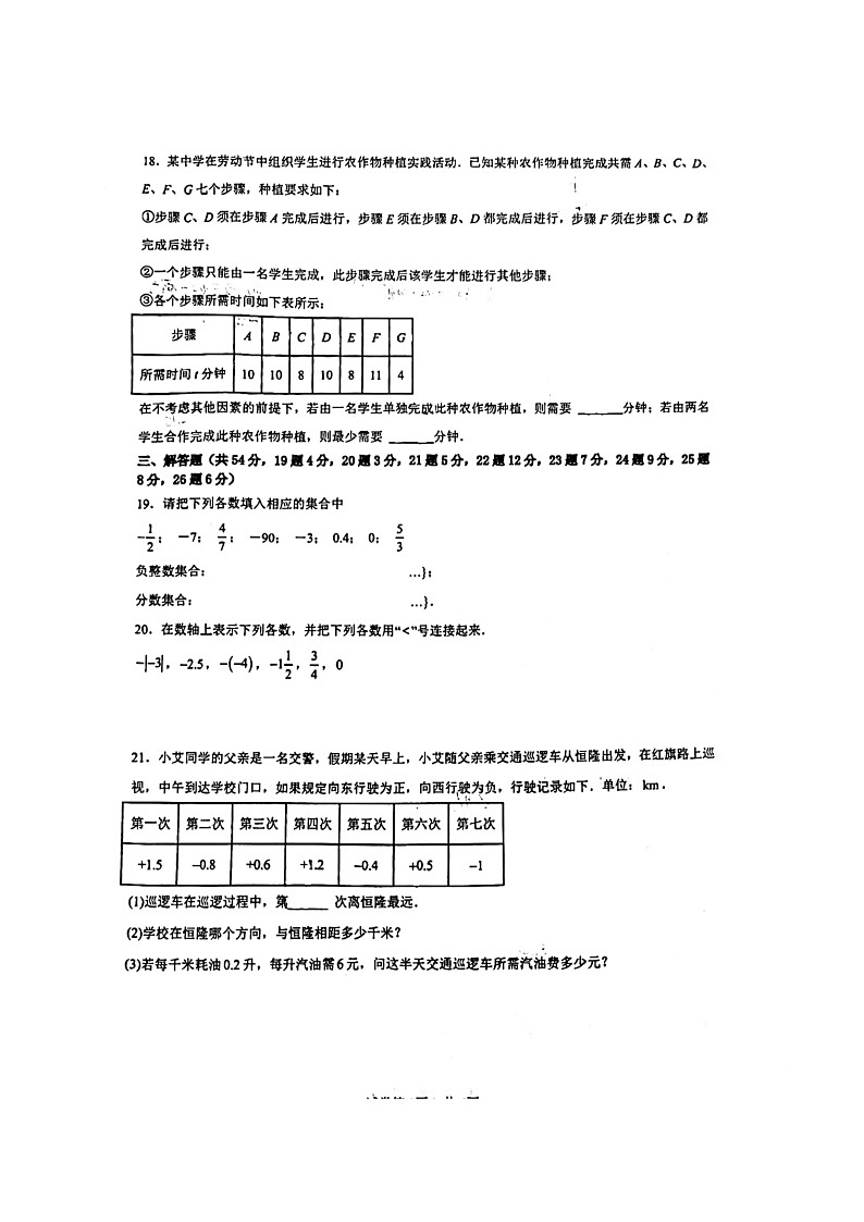 [数学]2024北京人大附朝阳学校初一上学期9月月考试卷第3页