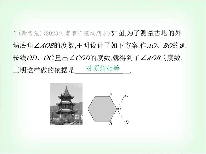 华东师大版七年级数学上册第4章相交线和平行线4.1.1对顶角课件第8页