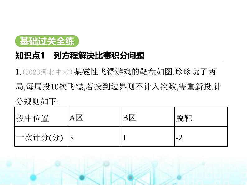 青岛版七年级数学上册第5章 一元一次方程5-4第1课时比赛积分问题、调配问题、行程问题及工程问题课件第2页