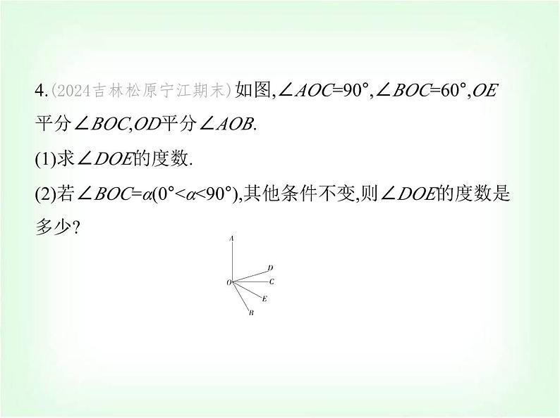 华东师大版七年级数学上册专项素养综合练(七)与角有关的计算问题练题型课件第8页