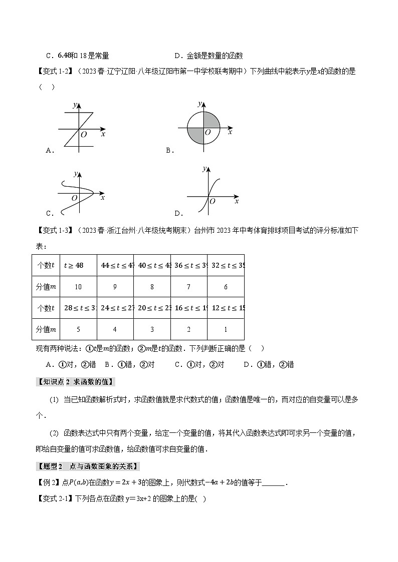 沪科版八年级数学上册精品专练12.1函数【八大题型】(学生版+解析)02