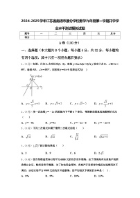 2024-2025学年江苏省南通市部分学校数学九年级第一学期开学学业水平测试模拟试题【含答案】