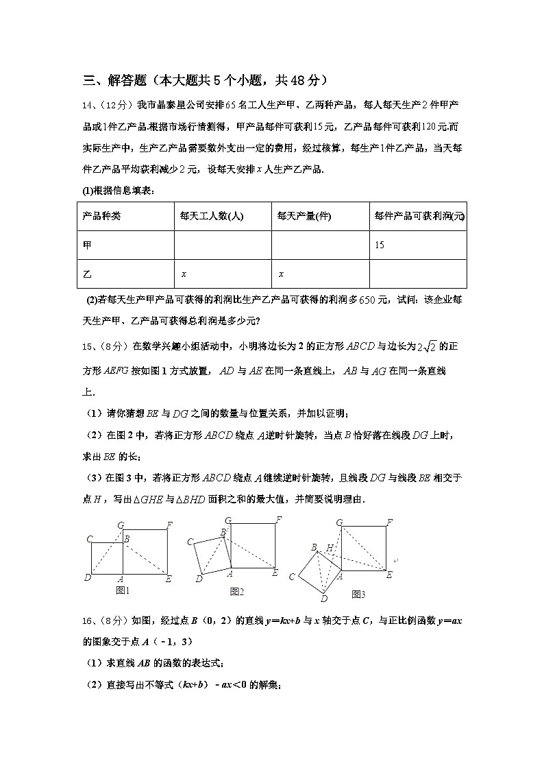 2024-2025学年莱芜市九上数学开学监测试题【含答案】第3页