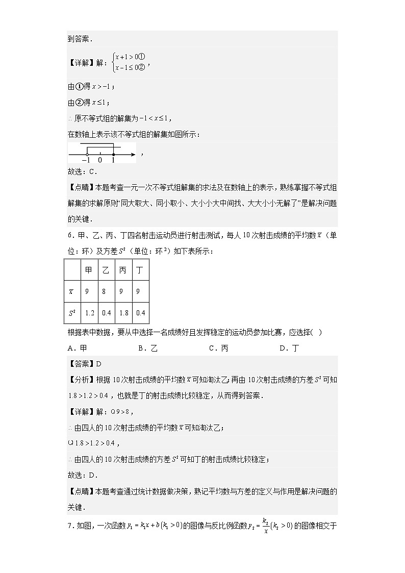 2023年 浙江省 宁波市 数学 中考真题 解析版03