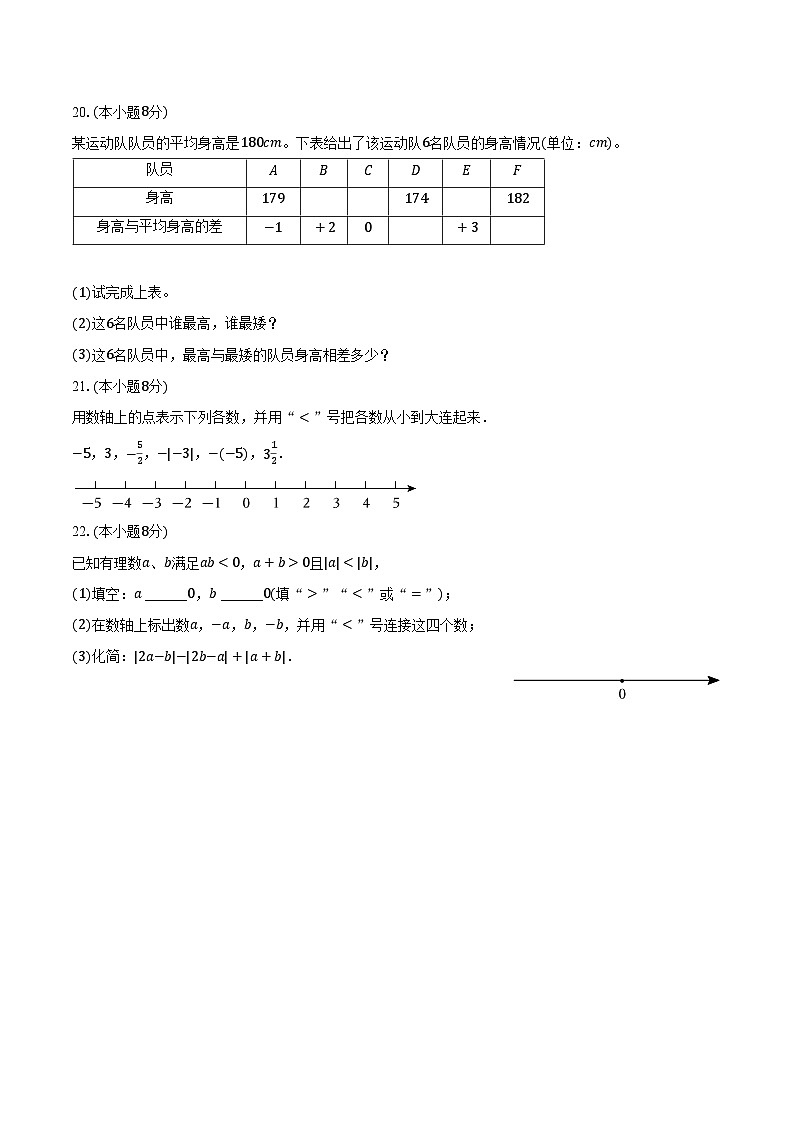 1.4有理数的大小 冀教版（2024）初中数学七年级上册同步练习（含详细答案解析）第3页