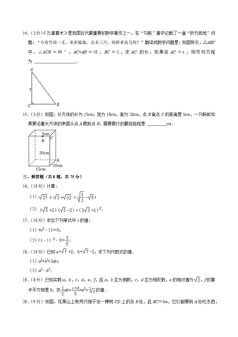 2023-2024学年河南省平顶山市宝丰县五校联盟八年级（上）月考数学试卷（9月份）03