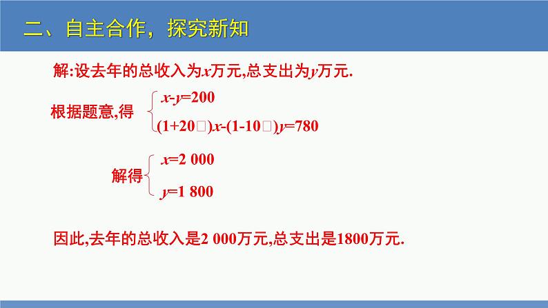 5.4 应用二元一次方程组-增收节支（同步课件）八年级数学上册同步课堂（北师大版）第7页