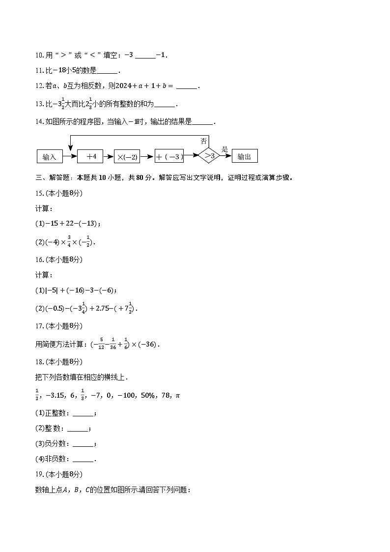 2024-2025学年吉林省长春市九台二十二中七年级（上）第一次月考数学试卷（含解析）第2页