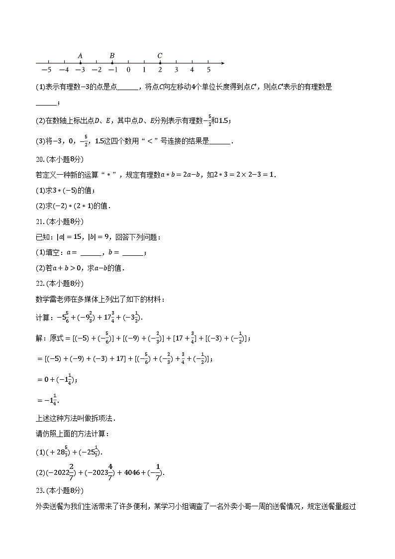 2024-2025学年吉林省长春市九台二十二中七年级（上）第一次月考数学试卷（含解析）第3页