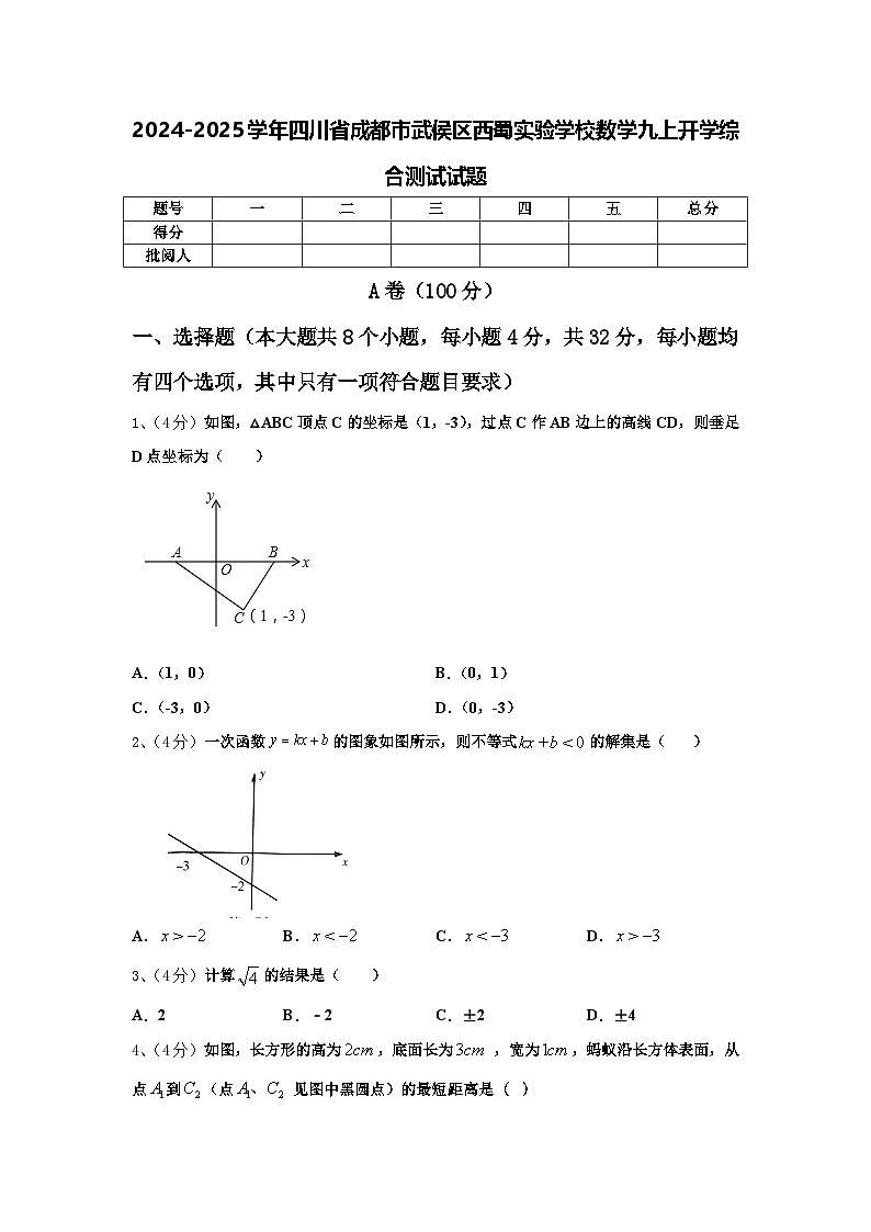 2024-2025学年四川省成都市武侯区西蜀实验学校数学九上开学综合测试试题【含答案】第1页