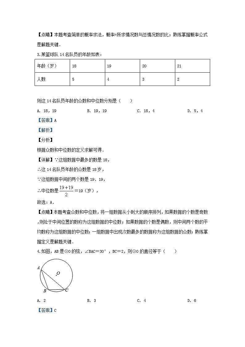 2019-2020学年江苏省连云港市灌云县九年级上学期数学期末试题及答案第2页