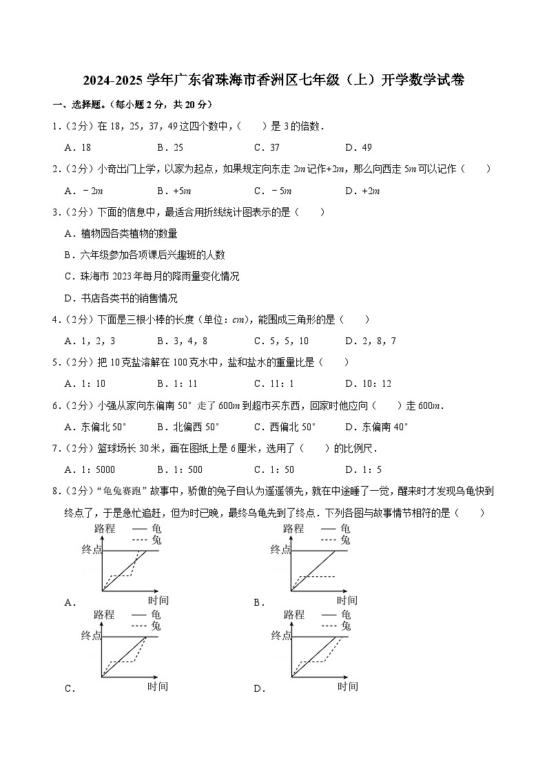 _ 广东省珠海市香洲区2024-2025学年七年级上学期开学数学试卷01