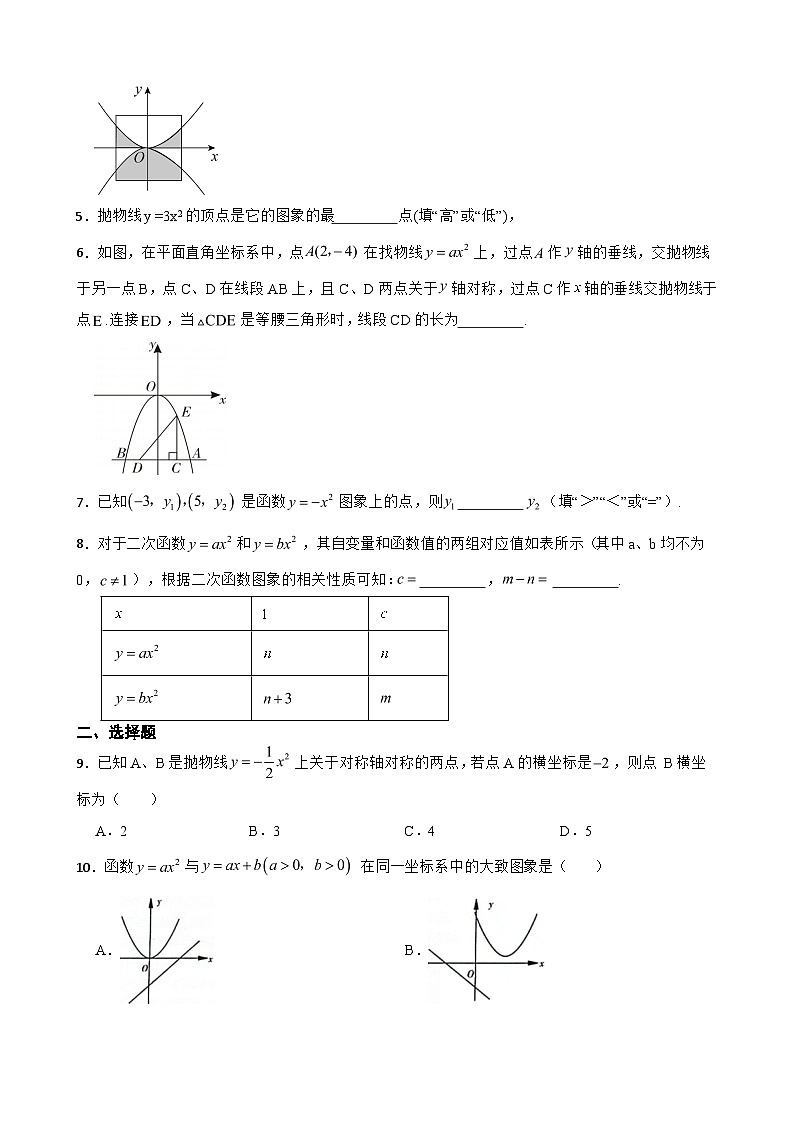 22.1.2 二次函数y=ax2的图象和性质 同步练习 2024—2025学年人教版数学九年级上册第2页