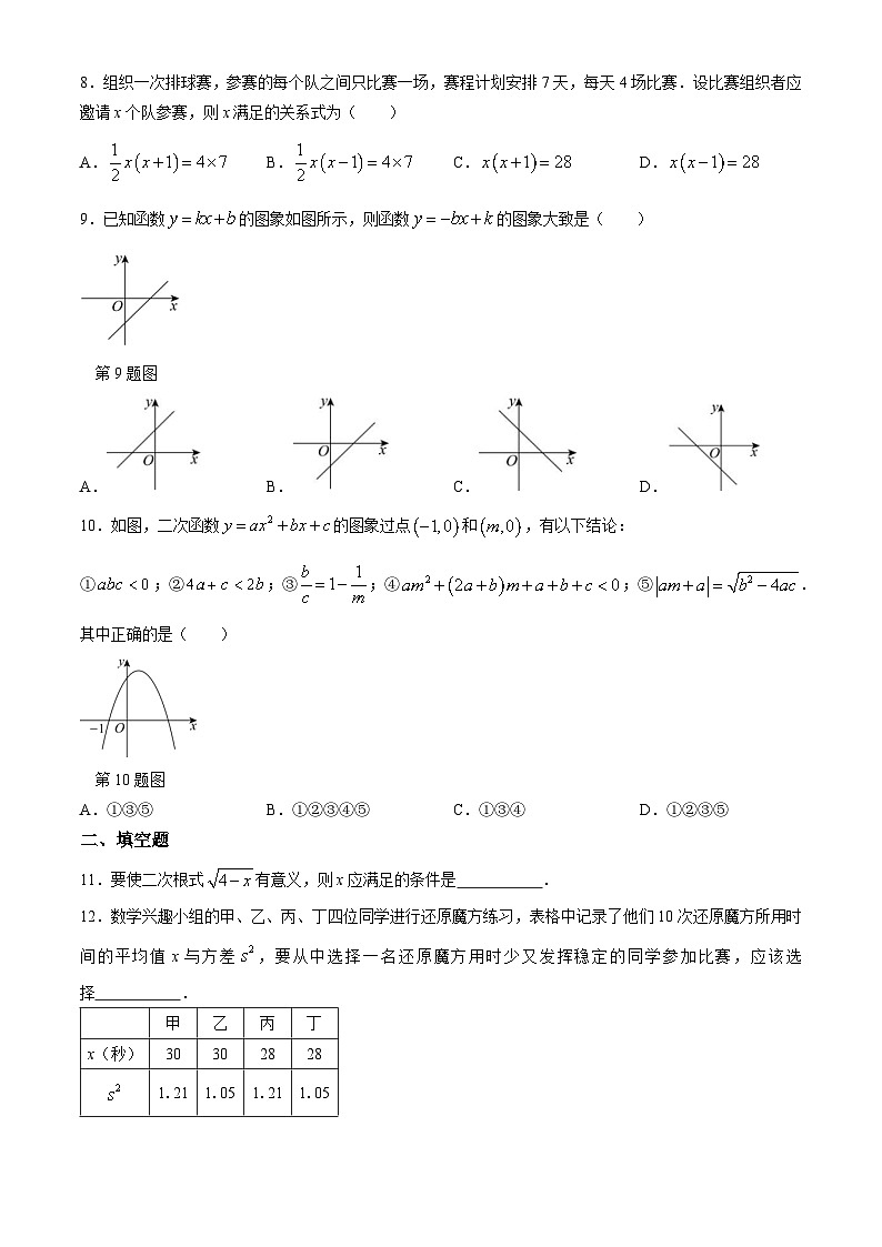 四川省广安友实学校2024-2025学年九年级上学期开学考试数学试题第2页