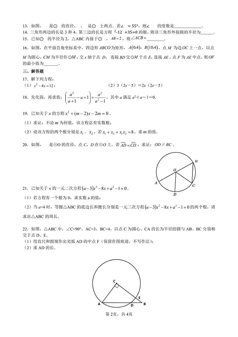 江苏省泰州市姜堰区城西实验学校2024-2025学年九年级上学期月考数学试卷02