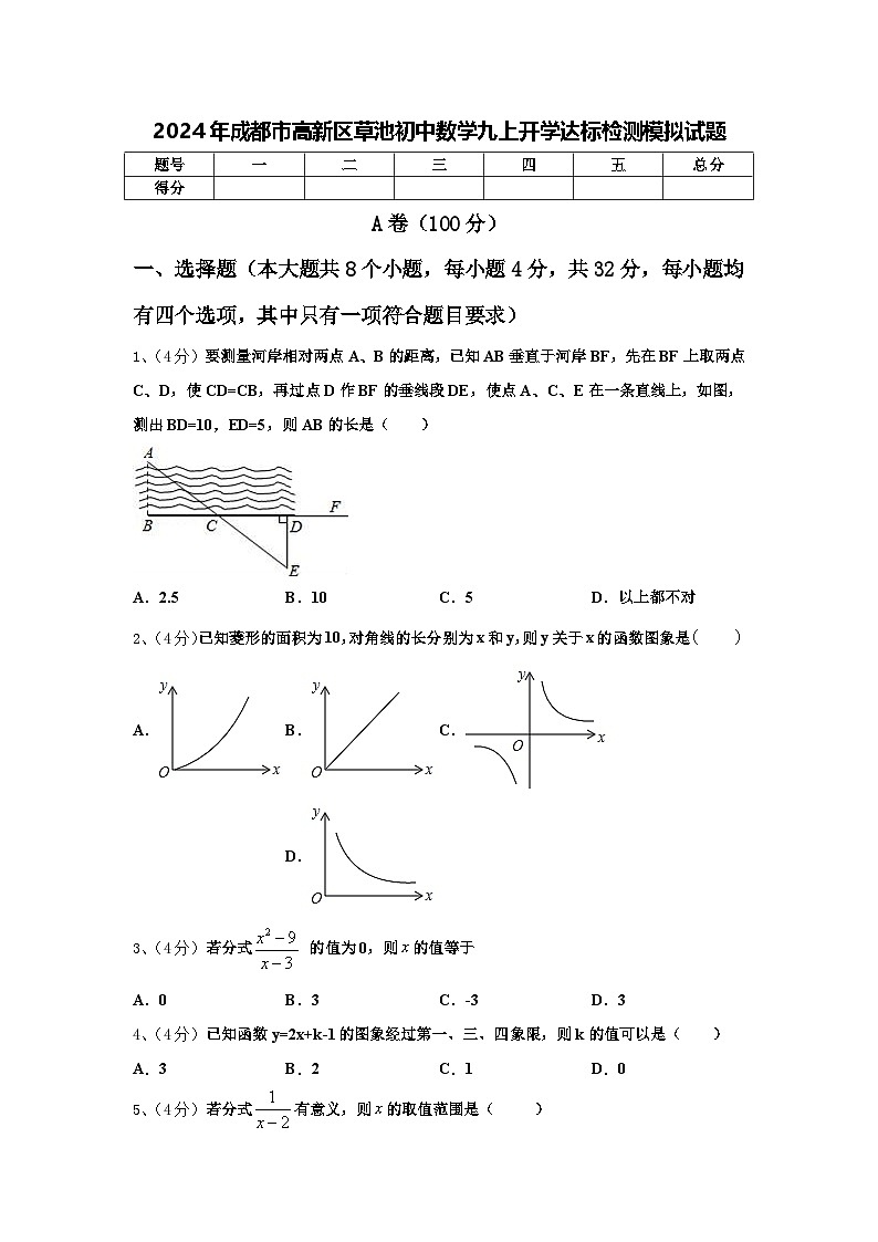 2024年成都市高新区草池初中数学九上开学达标检测模拟试题【含答案】第1页