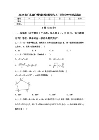 2024年广东省广州市越秀区数学九上开学学业水平测试试题【含答案】