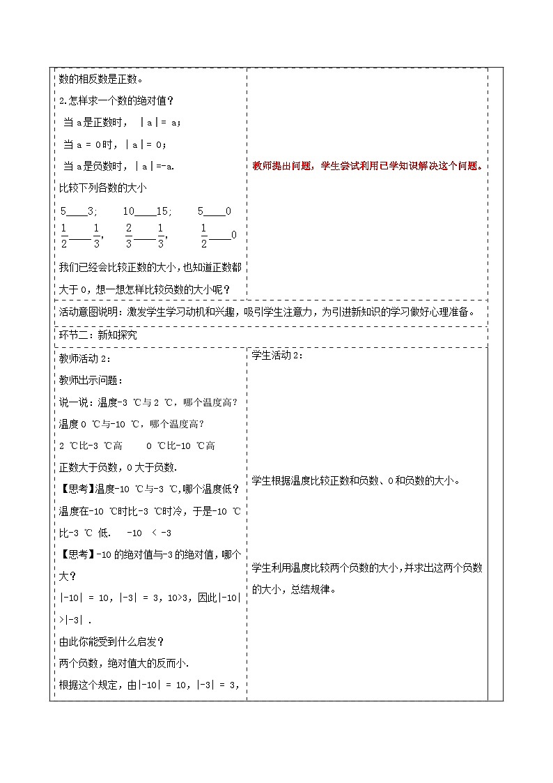 1.3 有理数大小的比较教学设计第2页