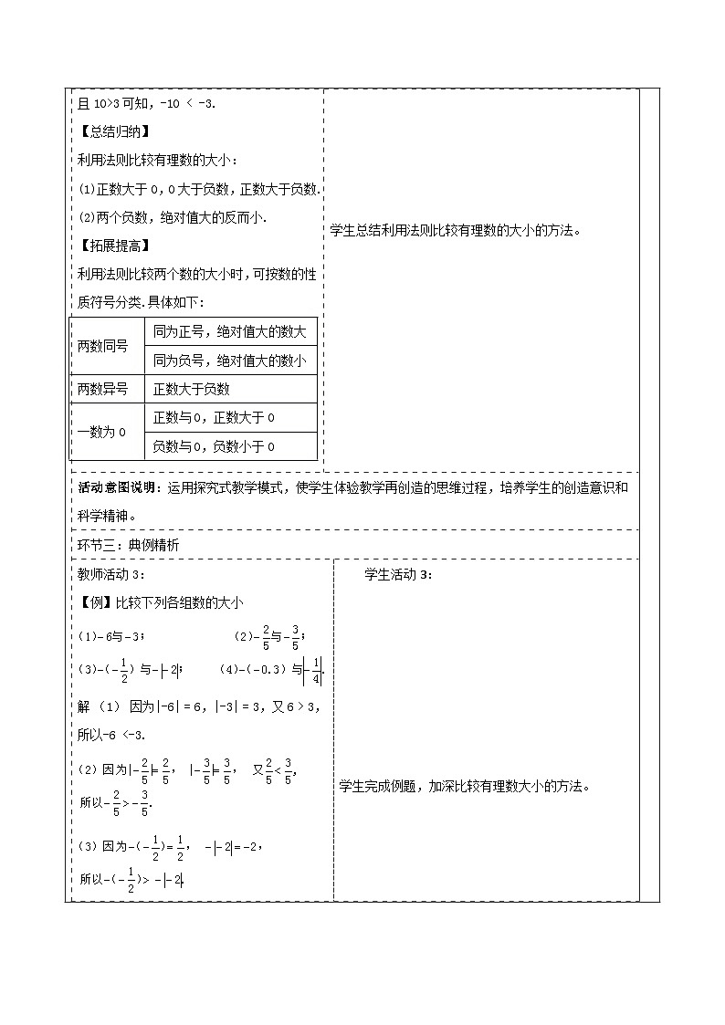 1.3 有理数大小的比较教学设计第3页