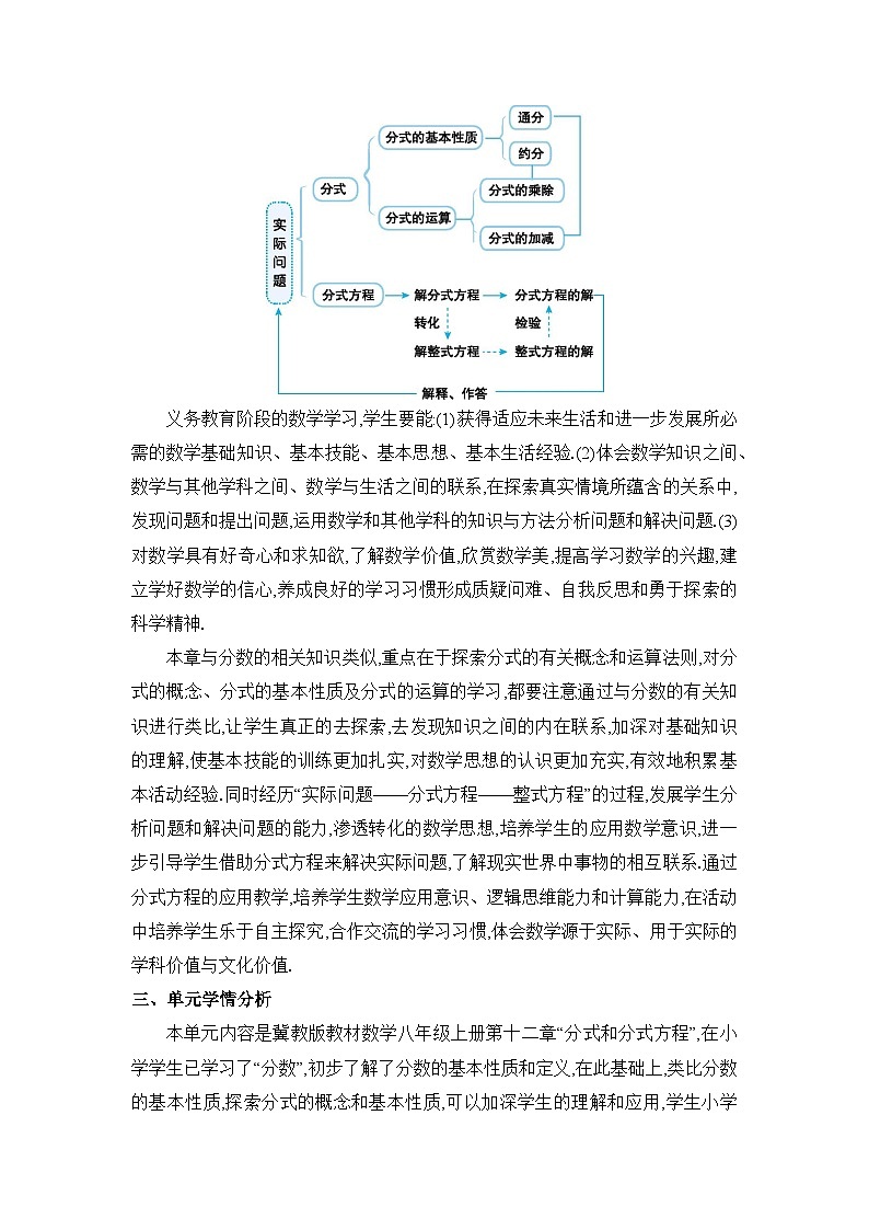 冀教版（2024）八年级数学上册第十二章分式和分式方程单元整体分析教案02
