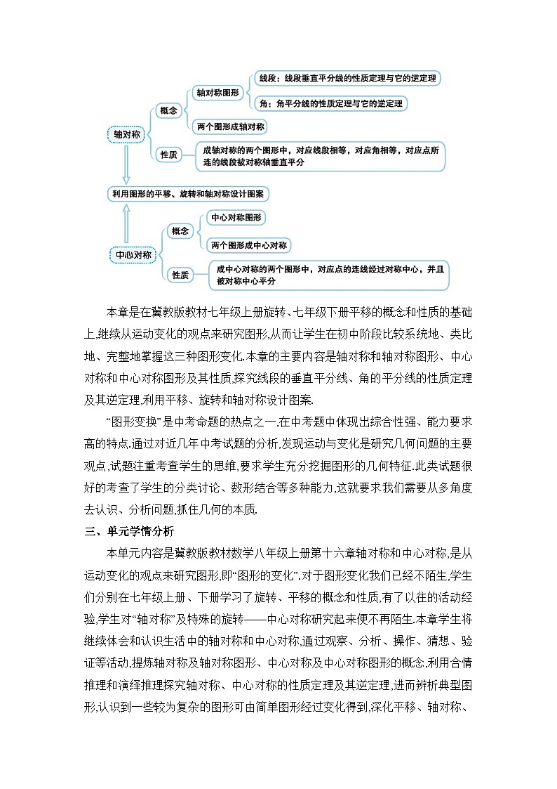 冀教版（2024）八年级数学上册第十六章轴对称和中心对称单元整体分析教案第2页