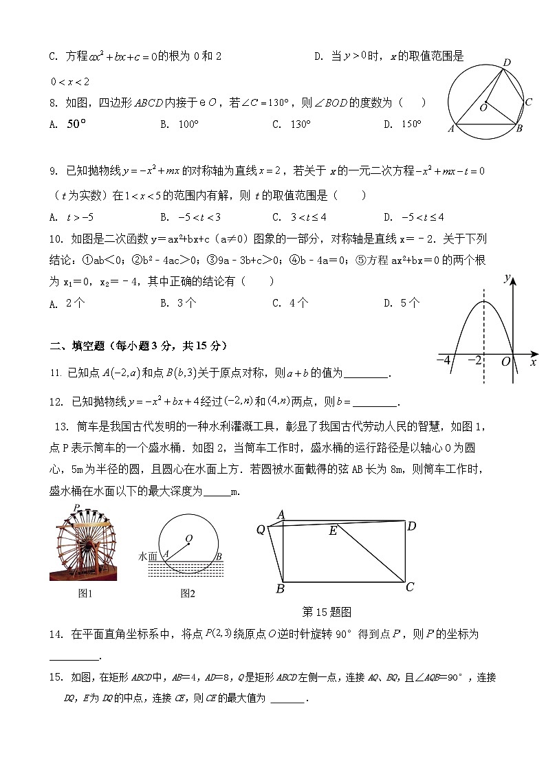 湖北省天门市华斯达学校2024-2025学年九年级上学期九月考试数学试卷（A）02