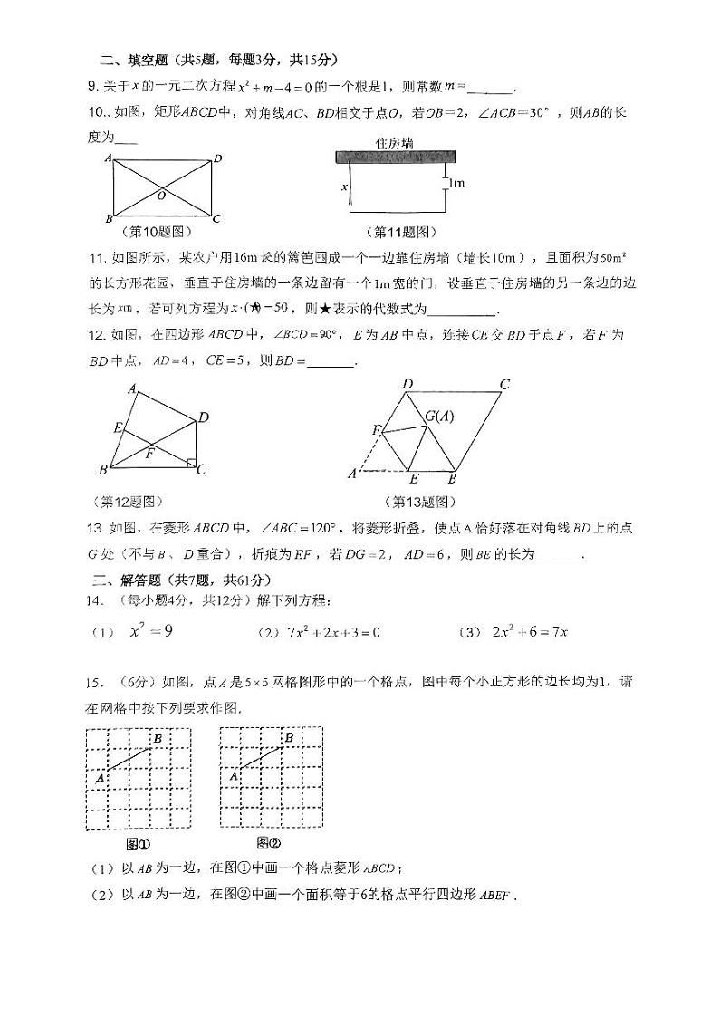 广东省深圳市教育科学研究院实验学校（光明）2024-2025学年九年级上学期九月素养监测数学试卷02