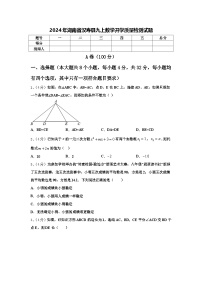 2024年湖南省汉寿县九上数学开学质量检测试题【含答案】