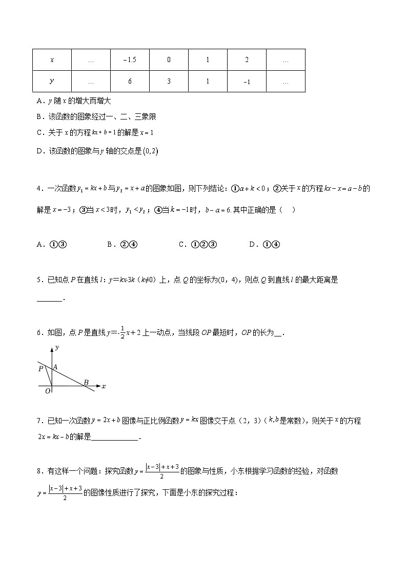 苏科版八年级数学上册教材同步配套讲练专题6.6一次函数、一元一次方程和一元一次不等式(原卷版+解析)第2页