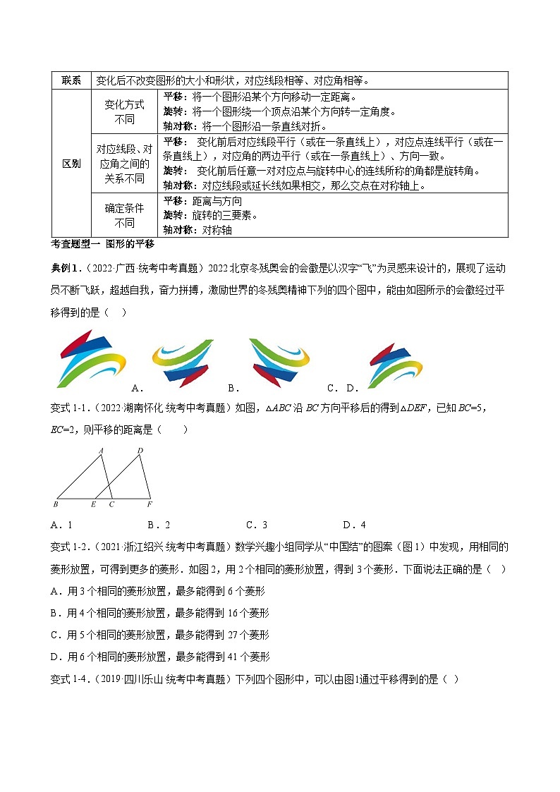 中考数学一轮复习满分突破(全国通用)【题型方法解密】专题31平移与旋转专题特训(原卷版+解析)02
