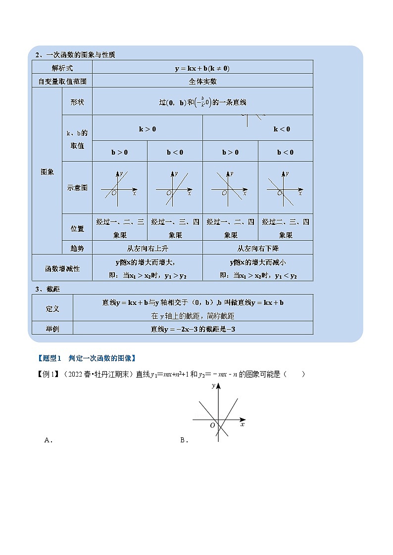 沪科版八年级数学上册举一反三系列专题12.3一次函数的图象与性质【十大题型】练习(原卷版+解析)第2页