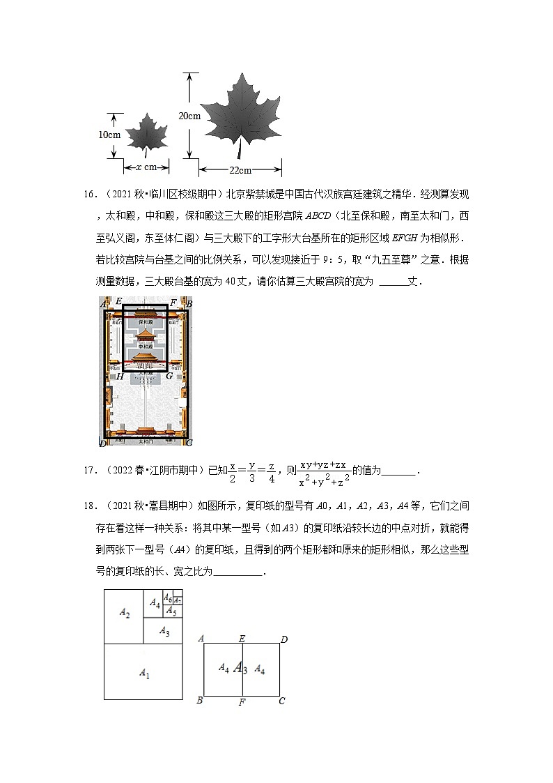 北师大版九年级数学上册《同步考点解读•专题训练》专题4.1图形的相似(能力提升)(原卷版+解析)第3页