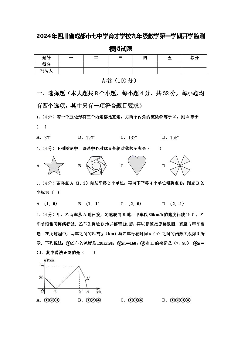 2024年四川省成都市七中学育才学校九年级数学第一学期开学监测模拟试题【含答案】第1页