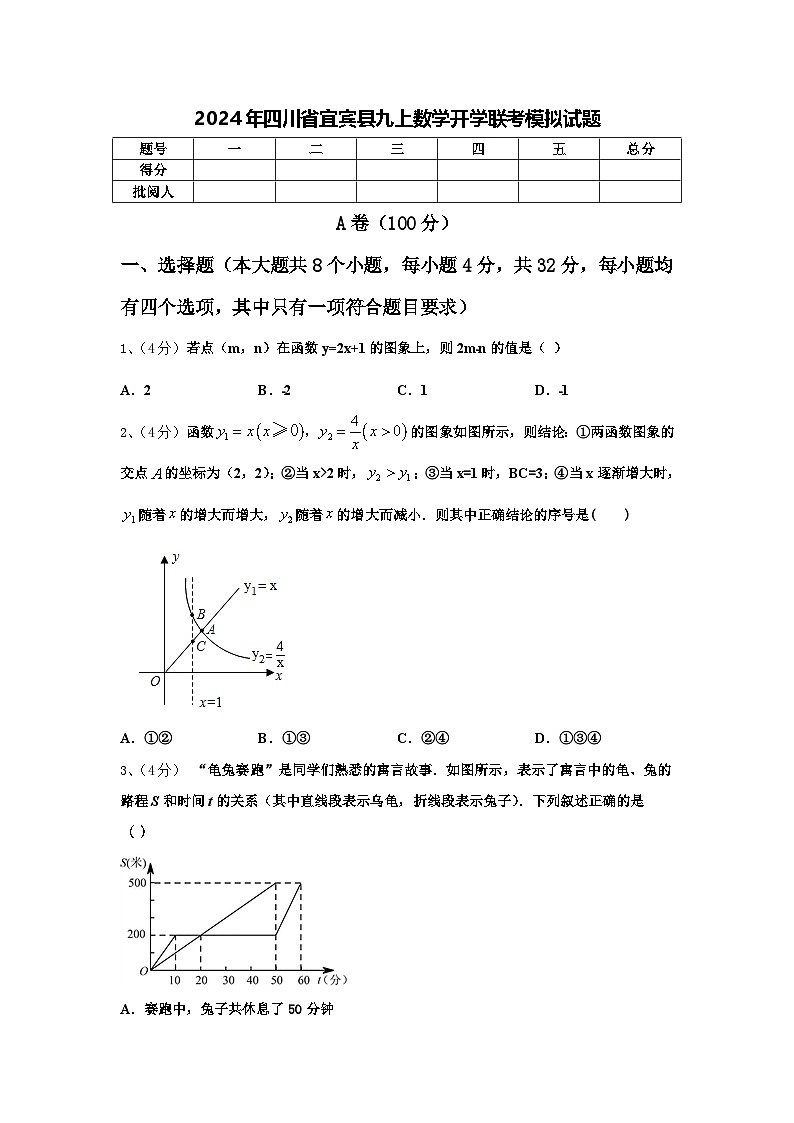 2024年四川省宜宾县九上数学开学联考模拟试题【含答案】第1页