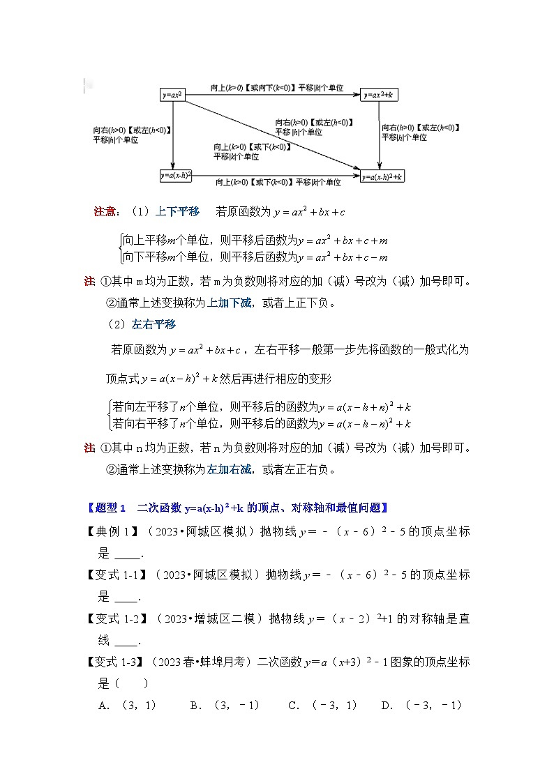 人教版九年级数学上册《知识解读•题型专练》第05讲二次函数y=a(x-h)²+k的图像和性质(知识解读+真题演练+课后巩固)(原卷版+解析)第3页