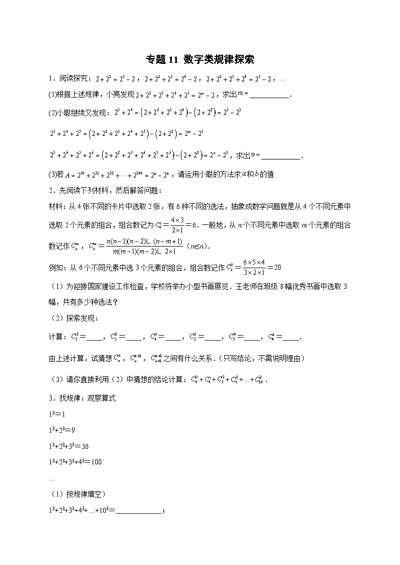 苏科版七年级数学上册常考点微专题提分精练专题11数字类规律探索(原卷版+解析)第1页