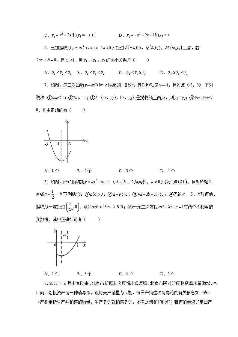 苏科版九年级数学下册基础知识专项讲练 专题5.44 《二次函数》全章复习与巩固（培优篇）（专项练习）（附答案）第2页