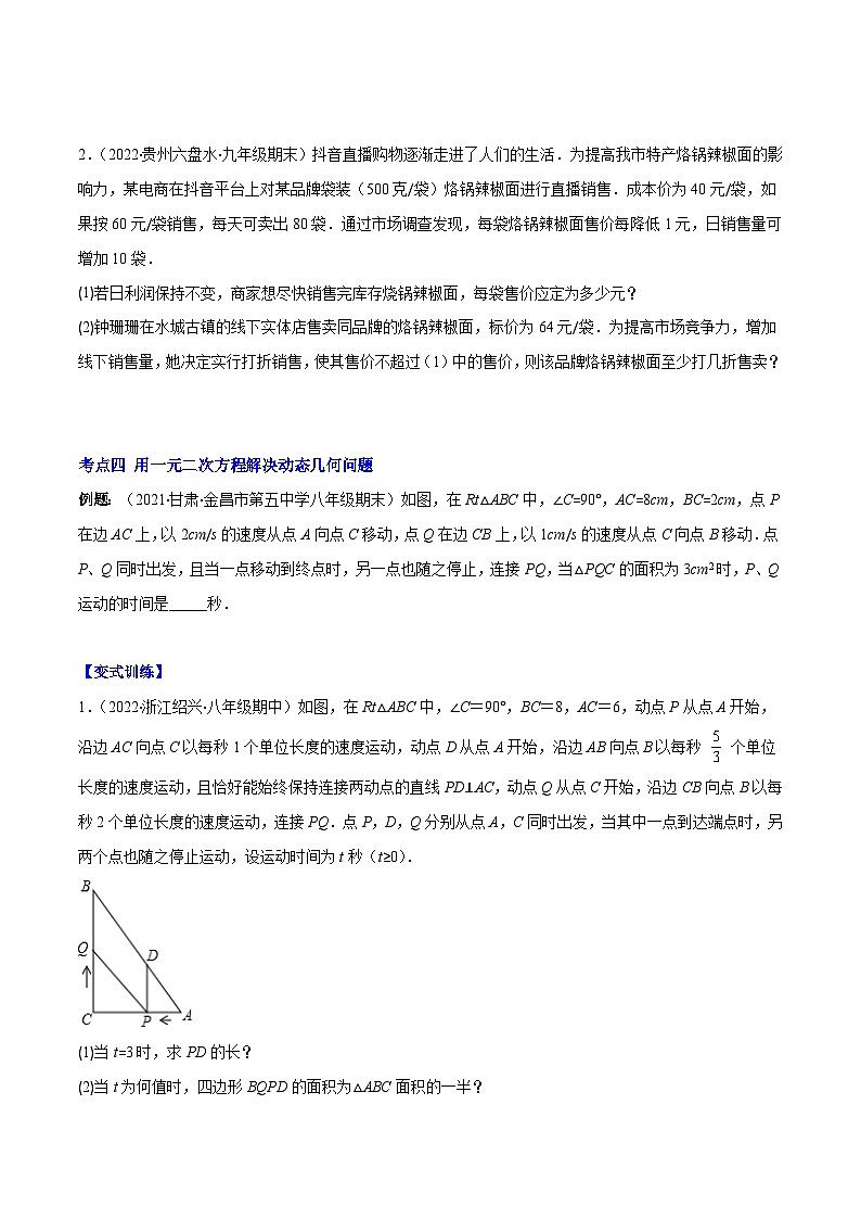 人教版九年级数学上册重难点专题提优训练专题04解决实际问题与一元二次方程(原卷版+解析)第3页