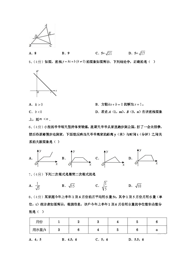 2024年浙江省杭州市余杭区英特外国语学校九上数学开学学业质量监测试题【含答案】02