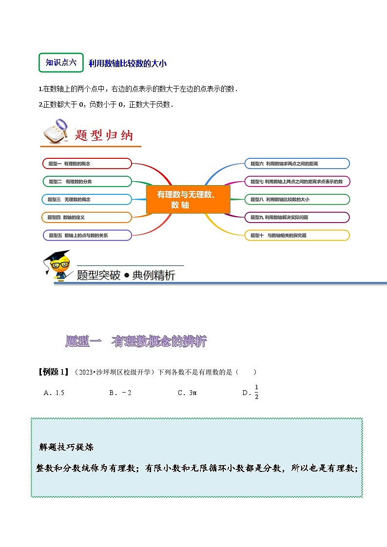 苏科版七年级数学上册同步精讲精练2.2&2.3有理数与无理数、数轴(十大题型)(原卷版+解析)第3页