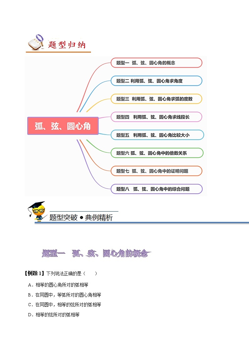 苏科版九年级数学上册同步精讲精练2.2圆的对称性(一)弧、弦、圆心角(八大题型)(原卷版+解析)02