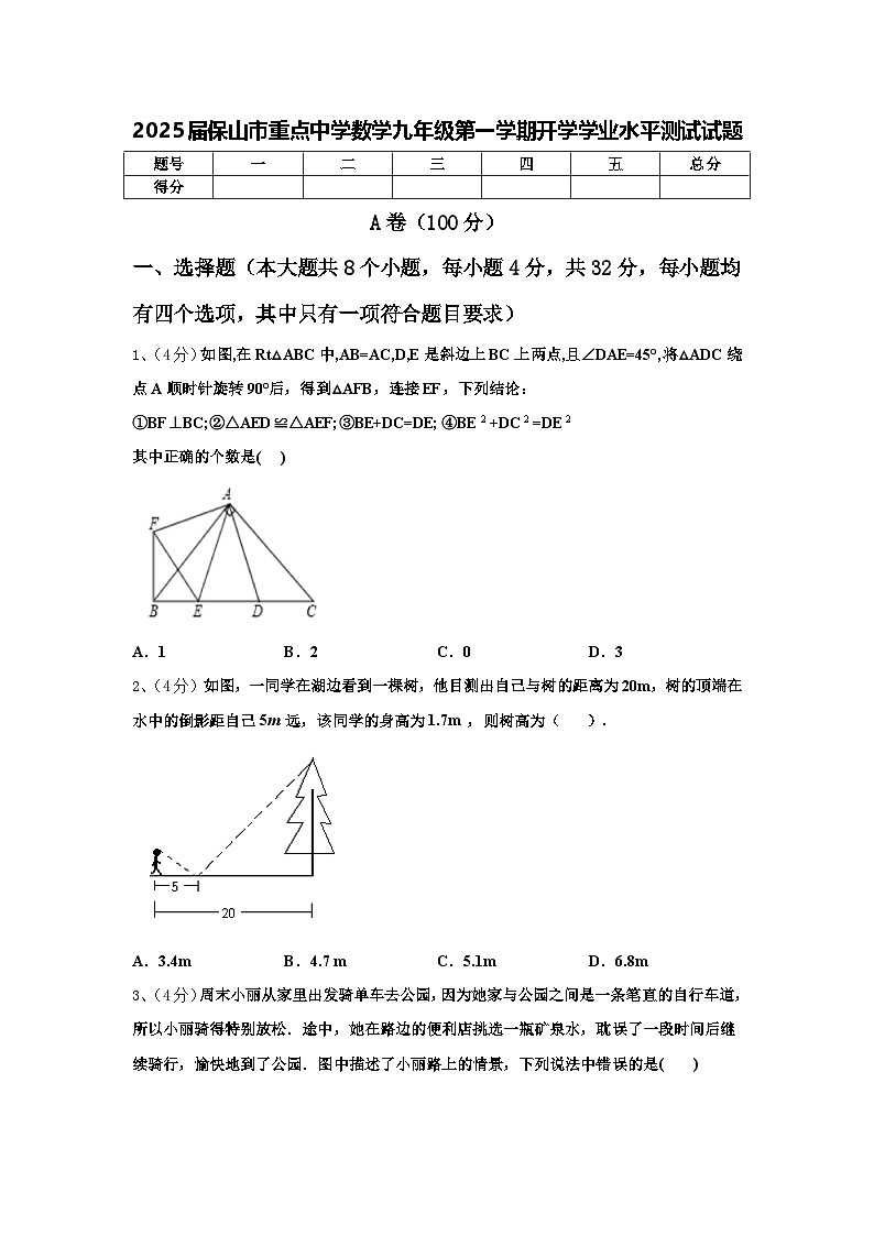 2025届保山市重点中学数学九年级第一学期开学学业水平测试试题【含答案】第1页