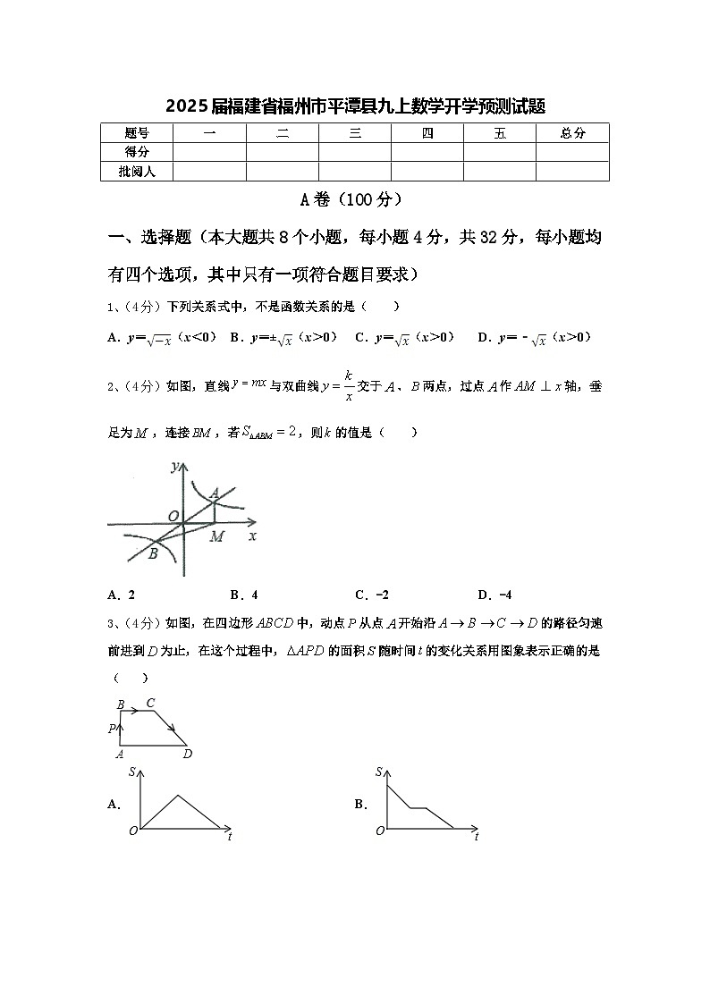 2025届福建省福州市平潭县九上数学开学预测试题【含答案】第1页